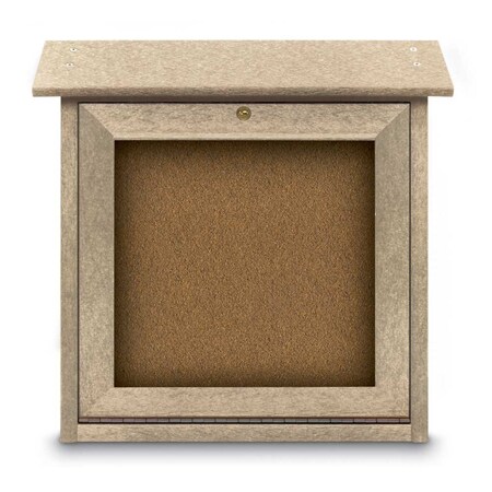 United Visual Products Outdoor Enclosed Combo Board, 48"x36", Gold Frame/Black Porc & Amethyst UVCB4836ODG-BLKPORC-AMETHY